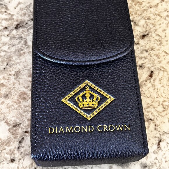 Neiman Marcus Diamond Crown Blue Three Finger Leather Case - Picture 1 of 7